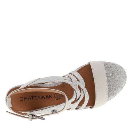 Nu-pieds à talon compensé haut Kolda grises en cuir avec boucle et œillets métalliques - Image 5