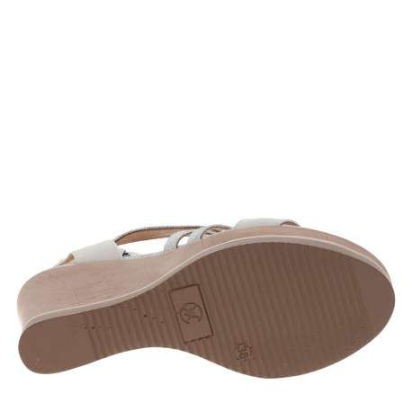 Nu-pieds à talon compensé haut Kolda grises en cuir avec boucle et œillets métalliques - Image 6