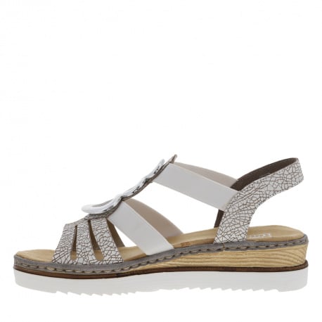 Sandales antistress compensées en cuir verni craquelé à chevillière élastiquée - Image 3