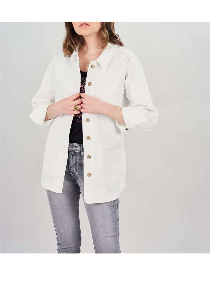 Blouson écru en coton uni...