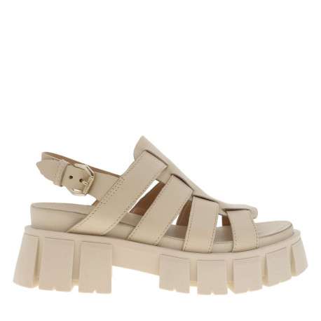 Sandales en cuir écru à semelle chunky fermées par boucle à ardillon - Image 2