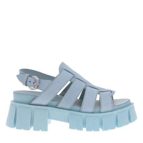 Nu-pieds ciel en cuir avec semelle chunky et boucle à ardillon - Image 2