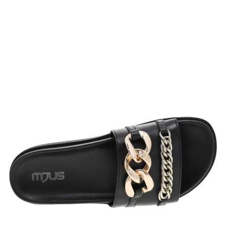 Mules ouvertes en cuir noir à semelle plate - Image 5