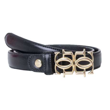 Ceinture noire unie avec boucle dorée