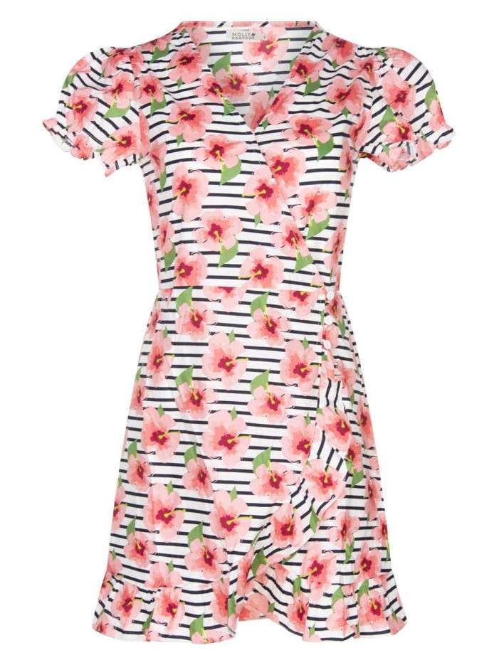 Robe courte rose en coton...