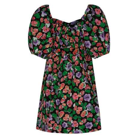 Robe courte multicolore en coton à maille effet gaufrée col v à manches courtes - Image 2