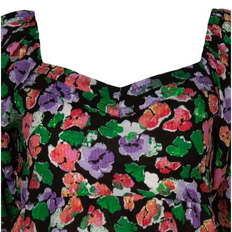 Robe courte multicolore en coton à maille effet gaufrée col v à manches courtes - Image 3