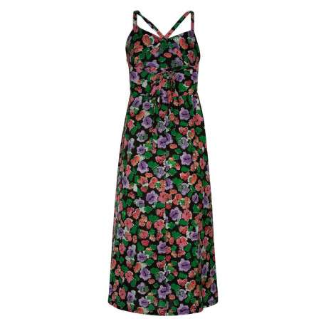 Robe longue multicolore en coton à maille effet gaufrée col v à bretelles - Image 2