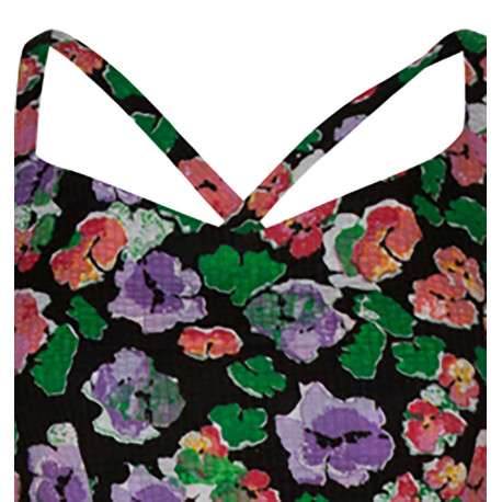 Robe longue multicolore en coton à maille effet gaufrée col v à bretelles - Image 3