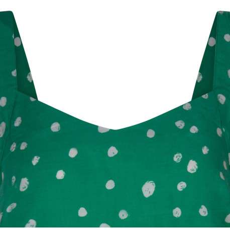 Top vert à pois coupe cropped col v et à bretelles - Image 3
