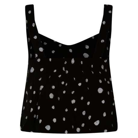 Top noir à pois coupe cropped col v et à bretelles - Image 2