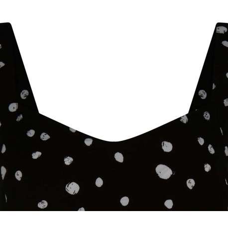 Top noir à pois coupe cropped col v et à bretelles - Image 3