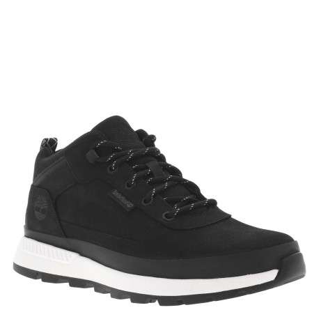 Sneakers en cuir noires à talon plat avec des lacets ronds et logo embossé - Image 8