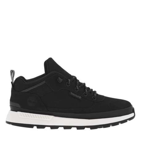 Sneakers en cuir noires à talon plat avec des lacets ronds et logo embossé - Image 2