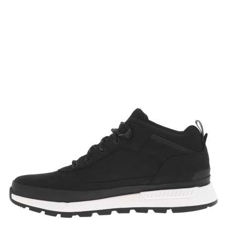 Sneakers en cuir noires à talon plat avec des lacets ronds et logo embossé - Image 9