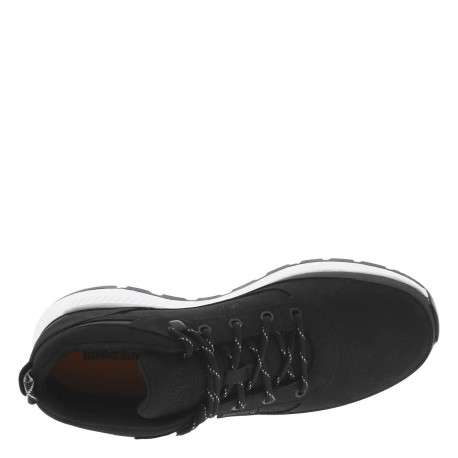 Sneakers en cuir noires à talon plat avec des lacets ronds et logo embossé - Image 11