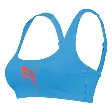 Haut de maillot de bain bleu uni avec triple logo - Image 3