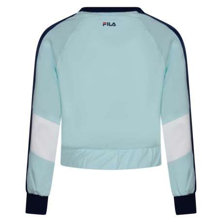 Sweat ciel en coton coupe droite tricolore avec logo floqué col rond à manches longues - Image 2
