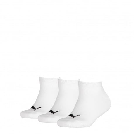 Chaussettes garçon blanches unies à coupe basse et à logo noir brodé