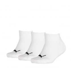 Chaussettes garçon blanches unies à coupe basse et à logo noir brodé