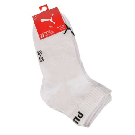 Lot de 3 chaussettes blanches unies avec logo de la marque brodé en noir - Image 2