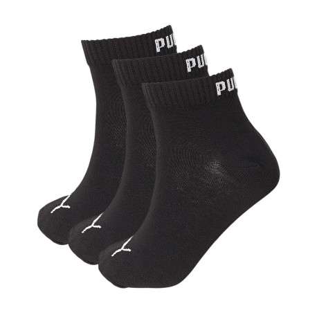Lot de 3 chaussettes noires unies avec logo de la marque brodé en blanc - Image 2