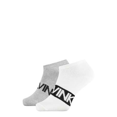 Lot de 2 paires de chaussettes mi-hautes grises et blanches avec inscription Calvin Klein pour homme - Image 3