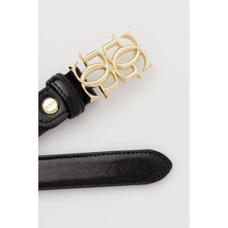 Ceinture noire unie avec boucle dorée - Image 2
