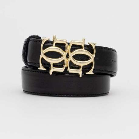 Ceinture noire unie avec boucle dorée - Image 3