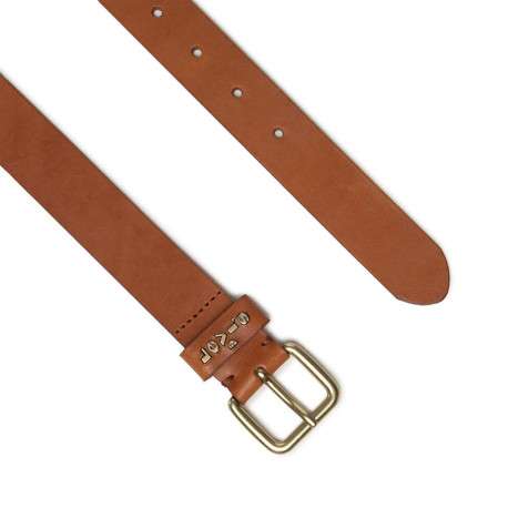 Ceinture camel en cuir fantaisie avec une boucle dorée - Image 3