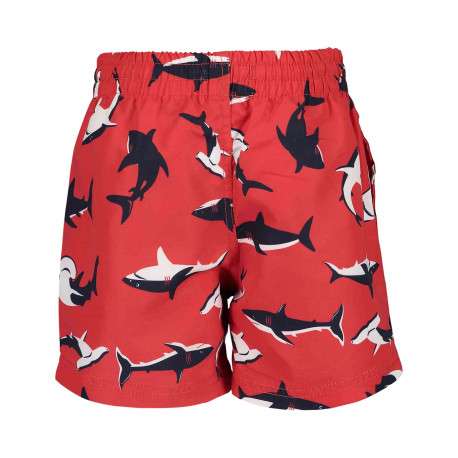 Short de bain rouge avec requin blanc et noir all over - Image 2