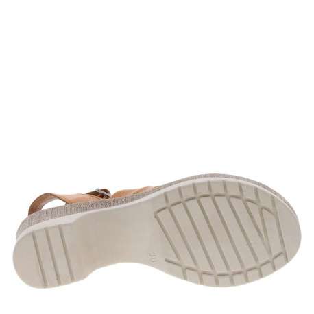 Nu-pieds Anabella camel en cuir avec semelle à plateforme et talon carré - Image 6