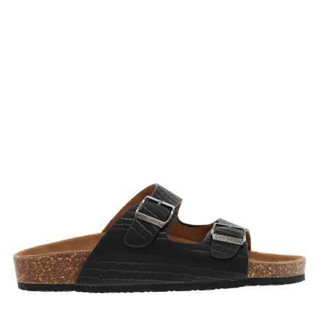Mules Orphee noires en cuir à motif peau de crocodile all over - Image 2