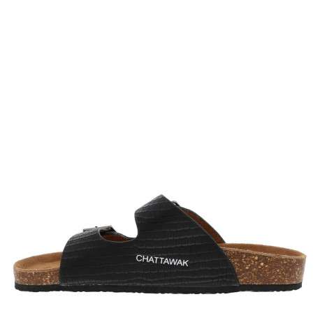 Mules Orphee noires en cuir à motif peau de crocodile all over - Image 3