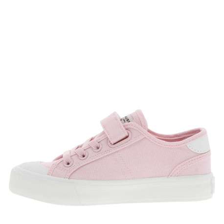 Baskets basses fille en toile rose à semelle vulcanisée et bande auto-agrippante - Image 3