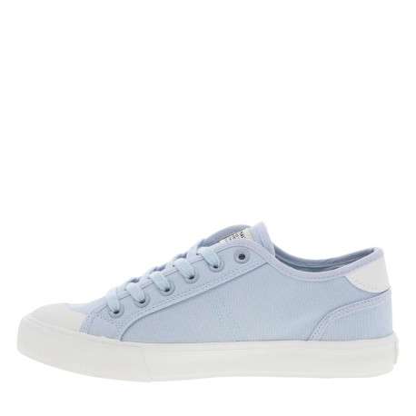 Baskets basses fille en toile bleu ciel à semelle plate vulcanisée remontant bout du pied - Image 3