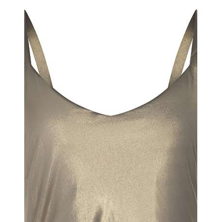 Robe courte à bretelles or irisée coupe moulante col v - Image 3