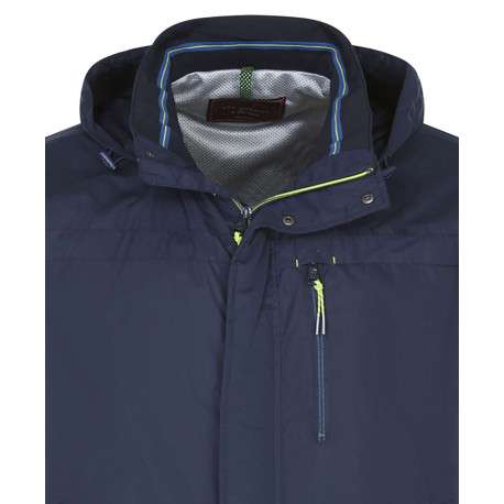 Blouson zippé marine grande taille uni coupe droite col montant à manches longues - Image 3