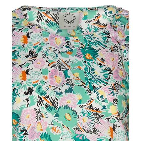 T-shirt vert avec imprimé floral all-over coupe droite col rond - Image 3