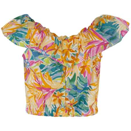 Top sans manches en coton à motif fleuri coupe cropped à col v - Image 2