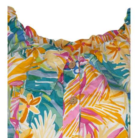Top sans manches en coton à motif fleuri coupe cropped à col v - Image 3