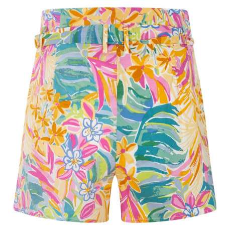 Short en coton à motif fleuri avec une coupe chino avec un lien à nouer à la taille - Image 2
