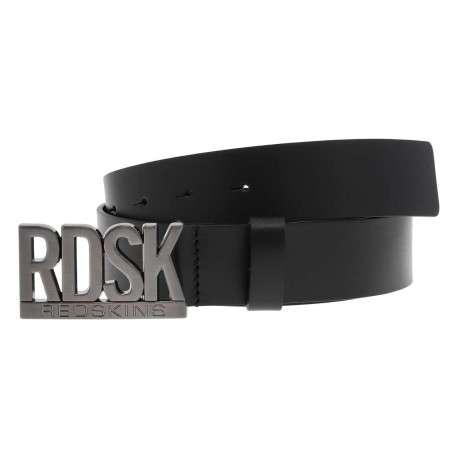 Ceinture Nylon noire en cuir de vache unie avec boucle plate