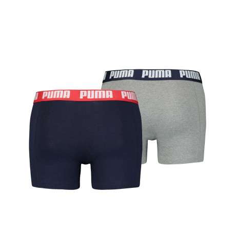 Lot de 2 boxers classiques marine et gris en coton avec taille élastiquée - Image 2