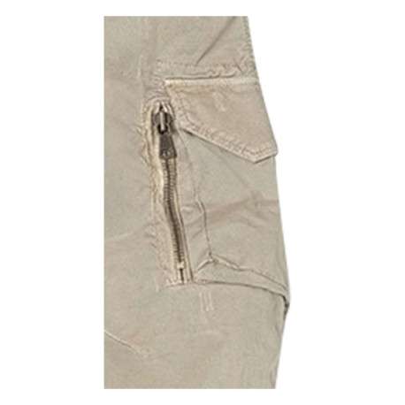 Pantalon slim style cargo en coton beige à poches latérales à soufflets façon army et zip - Image 3