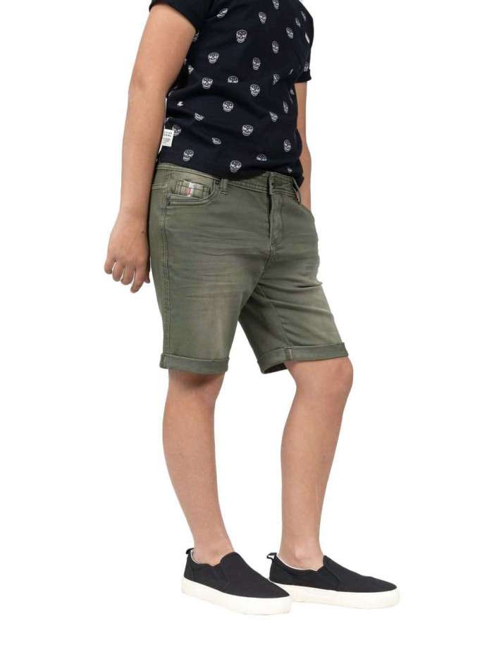 Short kaki effet délavé en...
