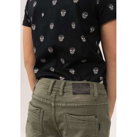 Short kaki effet délavé en coton délavé à 5 poches coupe longue - Image 4