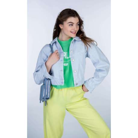 Pantalon de jogging jaune uni coupe évasée et taille élastiquée - Image 2