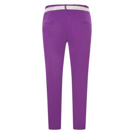 Pantalon Chino violet en coton uni coupe carotte avec taille élastiquée - Image 2