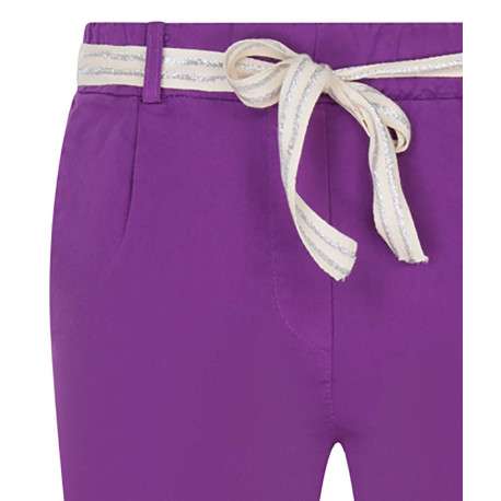 Pantalon Chino violet en coton uni coupe carotte avec taille élastiquée - Image 3